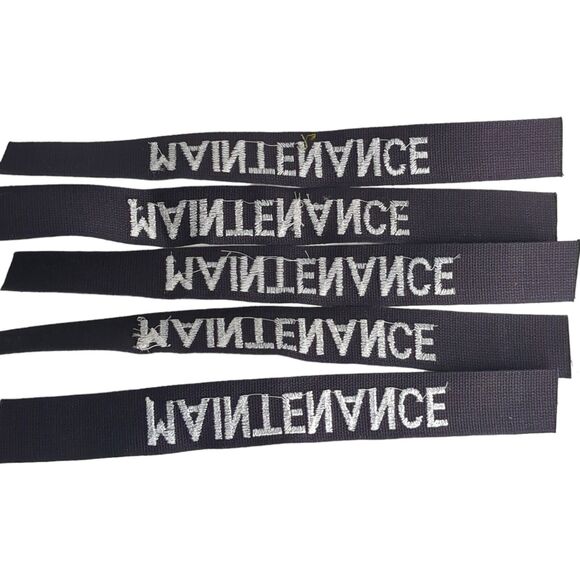 Lot of 5 MAINTENANCE Sew On Embroidered Name Tape - Black White Letters 1" Tall - Picture 4 of 4